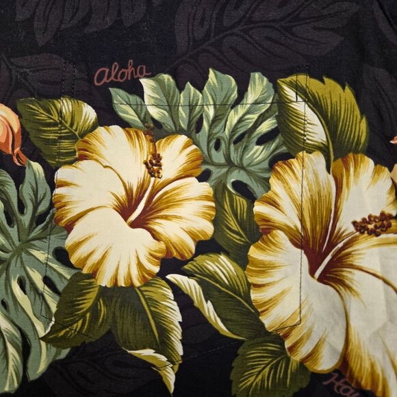 Royal Creations Hawaiian Black Floral Short Sleeve Shirt 2XL 100% Cotton - Picture 3 of 7